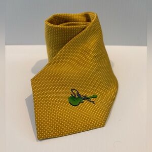 Carlos by Carlos Santana Yellow Textured Men’s Tie with Green Guitar Emblem